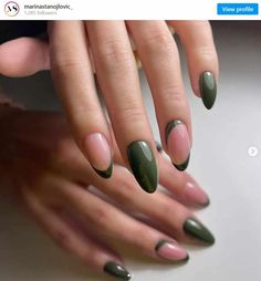 Olive Green Gel Nails atelieryuwa.ciao.jp French Nails With Green, Nails With Green Tips, Nails Olive, Best Toe Nail Color, Nails With Green, Olive Nails, Mint Green Nails, Opi Gel Nails, Simple Spring Nails