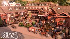 the tiny tudor town is full of people