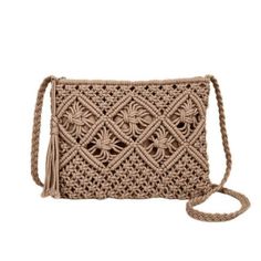 Woven Bohemian Crochet Bag For Shoulder Or Crossbody! - Hand-Woven - Made Of High-Quality Material - Brings Nature, Uniqueness And Chic - Convenient For Travel Or Daily Use - Secure Closure - Spacious Yet Compact - Height: 7.9", Width: 10.2", Thickness: 0.79" - Strap Length: 22" *Color May Vary Slightly Due To Monitor Resolutio Material Composition: Cotton Rope Macrame Purse, Khaki Colour, Handmade Purse, Crochet Shoulder Bag, Macrame Bag, Handmade Purses, Coastal Chic, Crochet Handmade, How To Make Handbags