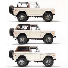 four different views of a white jeep