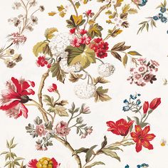 a floral wallpaper with many flowers on it