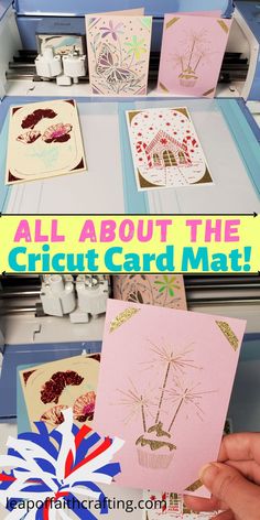 some cards that are being made with the cricut card mat