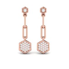 A reminder that you are loved, protected, and out-of-this-world chic: Think of our hexagon motif as a stylized halo the six sides are a nod to the six-winged angels known as seraphim. Available in 14K Rose, White & Yellow Gold Simple Dangling Earrings, Octagon Earrings For Wedding, Jeweled Earrings, Statement Drop Earrings, Rose Ring, You Are Loved, Jewellery Design, Creative Arts, Art Sketchbook