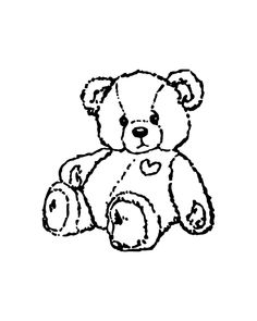 a black and white drawing of a teddy bear