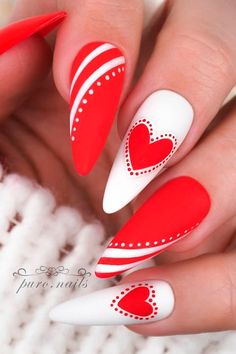 Nail the perfect look this Valentines Day with our collection of 2024 nail trends! Explore beautiful Valentines nails, short acrylic nails, and almond nails that showcase your individuality. Don't forget to check out our birthday nails for extra glam! 💖💅 #TrendyNails #NailInspo Heart Nail Designs, Nails Polish, Pretty Acrylic Nails