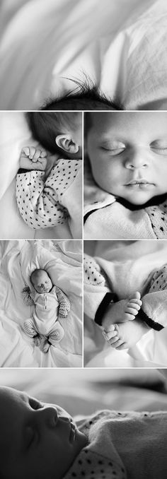 four different pictures of a baby sleeping