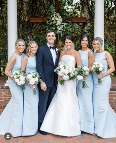 the bride and groom with their bridal party