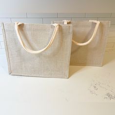 2 New/Unused Bags. Made Of Unbleached Burlap (Jute) Fabric, Our Tote Bags Are Durable And Reusable. With Reinforced Stitching, Soft Handle Straps Are Tightly Sewed To Jute Tote Bags, Heavy Duty And Comfortable. ***The Last Photo Is What Amazon Shows Them As (White/Cream) However, They Are Definitely More Of A Natural/Cream Color And The Handles Are Kinda Pink Tinted. Each Tote Is 12.2x9.8x3.9"(L*H*W), Handles: 6.3inch(H). Amazon Rectangular Bag For Everyday Use, Rectangular Amazon Bag For Everyday Use, Beige Burlap Gift Bag, Amazon Bag, Jute Tote Bag, Crochet Beach Bags, Gift Favors, Large Beach Bags, Jute Tote Bags