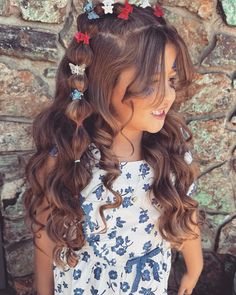 Easy hairstyle for girls with Red White & Blue clips and hairties❤️🤍💙 4th Of July Hairstyles, July Hairstyles, Beach Hairstyles For Long Hair, Mountain Adventure, Easy Hairstyle, 4th Of July Outfits, Hair Shine, Hairdo For Long Hair