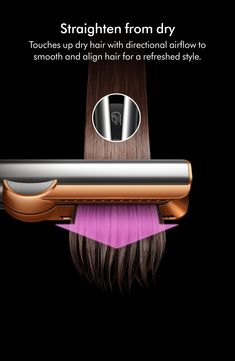 What it is: The Dyson Airstrait™ dries and straightens simultaneously from wet to dry.What it does: Engineered to create a natural straight finish for multiple hair types. No hot plates. No heat damage.¹ Your routine, simplified.Features and Benefits: - Winner of Time's 'Best Inventions' Award, 2023- Your routine, simplified. The Dyson Airstrait™ dries and straightens hair simultaneously. Take hair from wet to a finished look—with one machine.- Dyson's latest hair care technology uses high-press Hair Appliances, Towel Dry Hair, Heat Mat, Latest Hair, Hot Plates, Heat Damage, Air Pressure, No Heat, Latest Hairstyles