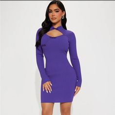 Available In Purple. Sweater Mini Dress Mock Neckline Long Sleeves Keyhole Toggle Detail Stretch Length = 33" 53% Nylon 47% Rayon Imported Style It With Sweater Mini Dress, Purple Mini Dresses, Purple Sweater, Fashion Nova Dresses, Mini Sweater Dress, Mock Neckline, Purple Color, Fashion Nova, Long Sleeve Dress