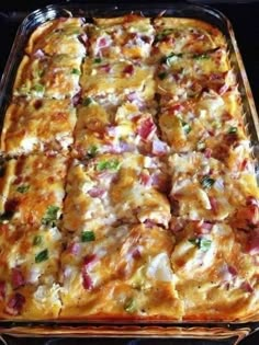 a casserole dish with meat and vegetables in it