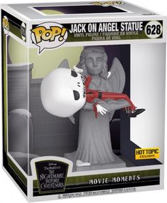 a pop vinyl figure in a box with a cat on it's back and the caption jack on an angel statue