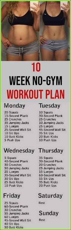 the 10 week no gym workout plan is shown in three different pictures, including an image of