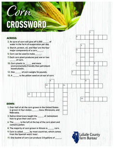 the crossword puzzle is filled with pictures of corn on the cob and words