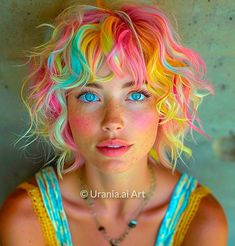 Exotic Hair Color, Clown Hair, Hair Color Underneath, Brown Hair With Blonde Highlights, Punk Hair, Yellow Hair, Tone Hair, Naha, Hair Inspo Color