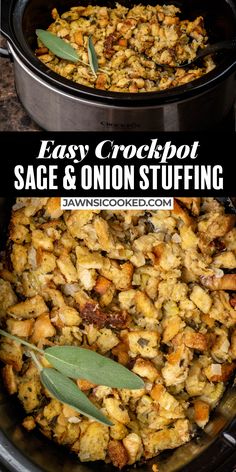 an easy crockpot sage and onion stuffing recipe