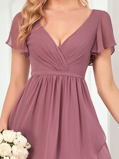 Flutter Sleeve Plunging V-Neck Sheer Bridesmaid Dress wedding ideas, boutinere wedding, seaglass wedding #weddingphoto #weddinggown #weddinghair Redprom Dresses, Mother Movie, Sleeve Bridesmaid Dress, Tailored Dresses, Short Sleeve Bridesmaid Dress, Trendy Bridesmaids, History Photography, Formal Maternity Dress, Navy Blue Bridesmaid Dresses