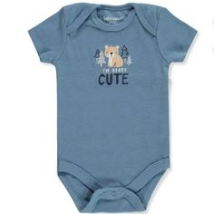 Never Worn. “I’m Beary Cute” Onesie With Snaps. Playful Blue Short Sleeve Bodysuit, Casual Blue Onesie For Playtime, Casual Blue Cotton Bodysuit, Blue Cotton Bodysuit For Playtime, Playful Blue Cotton Bodysuit, Cute Blue Onesie For Playtime, Casual Blue Onesie For Playwear, Blue Casual Onesie For Playwear, Cute Blue Cotton Bodysuit