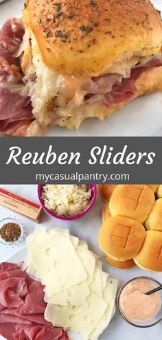 the ingredients for reuben sliders are shown here