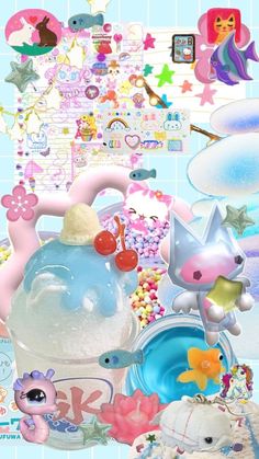 a collage of various toys and items in the shape of animals, fish, sea creatures