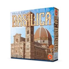 a board game called basillicaa with an image of a building in the background