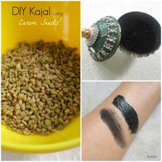 How to Make Kajal at Home Using Carom Seeds? : Step by Step Tutorial, Photos & Usage Instructions Diy Kajal Homemade, How To Make Kajal At Home, Homemade Kajal, Diy Makeup Foundation, Homemade Mascara, Homemade Rose Water, Herbs Remedies, Diy Natural Beauty Recipes, Spicy Tea