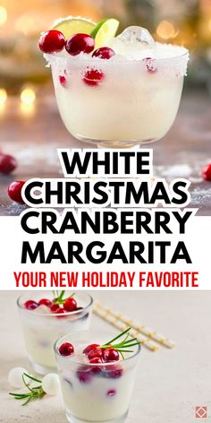 white christmas cranberry margarita with text overlay that reads, your new holiday favorite