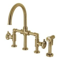 the faucet is shown with two handles and nozzles on each side