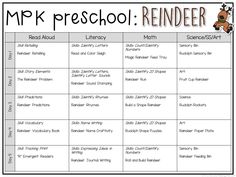 a printable calendar with the words, mmpk preschool reindeer and an image of a