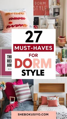 the top 25 must haves for dorm style bedroom decor and bed linens, including pillows