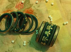 Handcrafted Bangles with options to customise. Handmade Bangles Ideas, Bangles Diy, Silk Thread Bangles, Fancy Jewellery Designs, The Bangles, Thread Bangles, Bracelets Design, Bangles Jewelry Designs, Pearl Jewellery