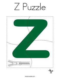 the letter z puzzle with scissors and paper cut out to make it easier for children to learn