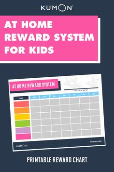 the home reward system for kids is shown in pink and blue with text that reads at home reward system for kids