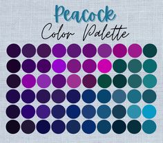 an image of a color palette with the words peacock on it in black and white