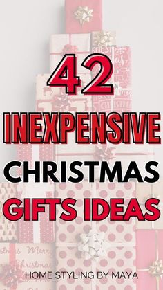 presents are stacked on top of each other with the words 42 expensive christmas gifts ideas