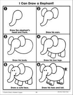 how to draw an elephant step by step instructions for children and adults with pictures on it