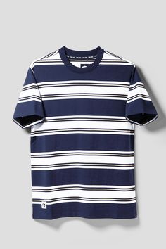 LIQUID YARN DYE STRIPE SHORT SLEEVE TEE - Team Liquid Team Liquid, Organic Cotton Yarn, Striped Shorts, Yarn Dyeing, Cotton Yarn, Navy And White, Short Sleeve Tee, Organic Cotton, Stripes