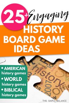 the cover of 25 engaging history board game ideas, with an image of a puzzle piece