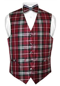 vest Vesuvio Napoli, Vest And Bow Tie, White Bow Tie, Mens Suit Vest, Dress Vest, Necktie Set, Vest And Tie, Bow Tie Set, Plaid Vest