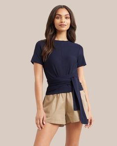 Versatile Wrap Top With Tie Waist, Casual Belted Tops For Work, Short Sleeve Wrap Top For Day Out, Versatile Fall Tops With Tie Waist, Versatile Tie Waist Tops For Fall, Versatile Fitted Wrap Top, Casual Wrap Blouse With Tie Waist, Chic Fitted Faux Wrap Top, Versatile Fitted Wrap Top For Workwear