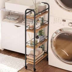 Maximize space with this slim 4-tier rolling utility cart! Perfect for kitchens, bathrooms, or anywhere you need extra storage.  Its narrow design fits tight spaces, while 4 sturdy shelves & lockable wheels offer convenience. #storage #organization #rollingcart #utilitycart #slimcart #homeorganization #space saving