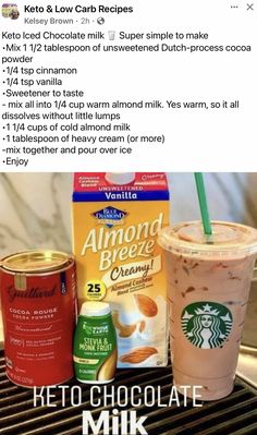 the keto chocolate milkshake recipe is shown in an instagramtion on twitter