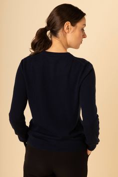 Women's Cashmere Basic Crew Neck Navy - Gobi Cashmere Basic Sweater, Basic Sweaters, Round Neck Sweaters, Chic Outfit, Outfit Combinations, Mongolia, Layering Pieces, Smart Casual, Crew Neck Sweater