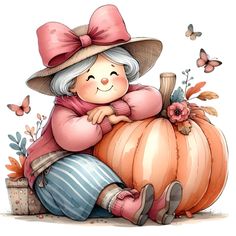 Cute Thanksgiving Pictures, Autumn Illustration Fall, Fall Digital Art, Fall Festival Activities, Pastel Fall, Autumn Artwork, Sweet Grandma, Whimsical Autumn, Cute Grandma