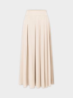 Expertly crafted for both style and comfort, the Yolk Pleated Skirt 37"-Ivory offers a timeless and elegant look. With its flattering yolk waistband and delicate pleats, this skirt provides a flattering fit. Flowy A-line Maxi Skirt With Pleated Waist, Classic A-line Maxi Skirt For Formal Occasions, Elegant A-line Maxi Skirt With Pleated Hem, Voluminous Midi Pleated Skirt, Classic Skirted Bottoms With Pleated Waist, Voluminous A-line Skirt With Pleated Hem, Beige A-line Pleated Skirt For Work, Pleated A-line Dress With Relaxed Skirt, Elegant Full Pleated Skirt For Summer