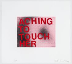 a red and black print with the words acting to touch her