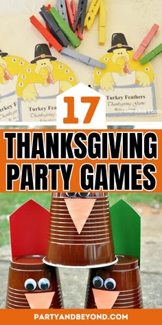 thanksgiving party games for kids that are fun and easy to make with paper plates, construction equipment