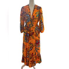 Nwttabitha Brown For Target Orange Floral Cover Up: Dress Or Robe. Such A Diverse Vibrant Piece. Absolutely Adorable As You Can See In Photos! Orange Long Sleeve Printed Maxi Dress, Orange Long Sleeve Maxi Dress For Vacation, Orange Vibrant Print Maxi Dress For Vacation, Orange Maxi Dress With Vibrant Print For Vacation, Vibrant Orange Midi Dress For Vacation, Vibrant Orange Midi Dress For Beach, Orange Maxi Dress With Vibrant Print For Beach, Orange Vacation Dress With Vibrant Print, Vibrant Orange Floral Print Maxi Dress