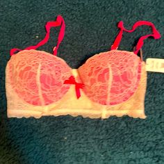 Nwt Sexy Hot Pink Lace Changeable/Strapless Push Up Rene Rofe Bra, Size 36c. Straps Come Off To Make Strapless. Great Push Up Bra!! Brand New, Never Worn. Strapless Partially Lined Bra For Parties, Strapless Party Bra With Padded Cups, Party Bandeau Bra With Padded Cups, Pink Strapless Bra With Padded Cups, Pink Underwire Bra With Straps, Strapless Partially Lined Bra, Pink Strapless Bra, Convertible Bra, White Bras